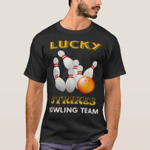 Camiseta Equipo de bolos de Lucky Strikes Retro Hombres Jóv