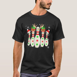 Camiseta Equipo de bolos de Navidad Santa Elfo Reno Bolos