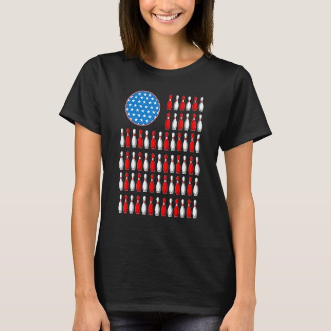 Camiseta Equipo de Bowling de la Bandera Americana (Anverso)