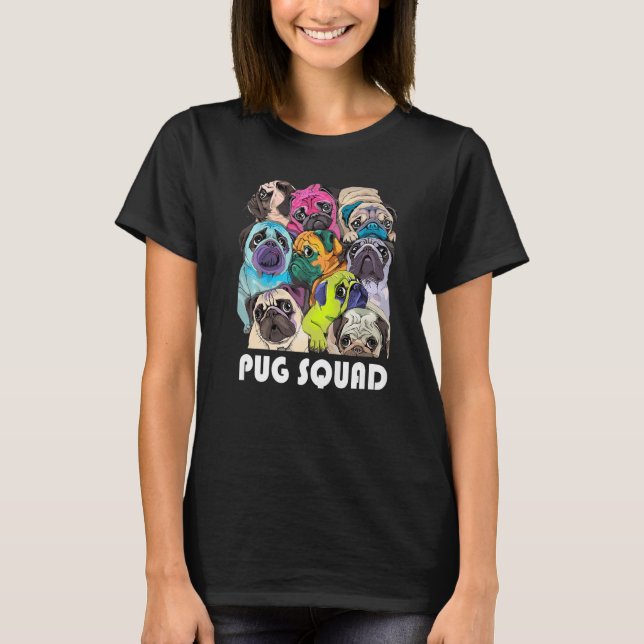 Camiseta Equipo de cachorros de escuadrón de Pug Dogs Mad P (Anverso)