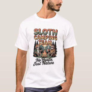Camiseta equipo de camping de perezoso con la naturaleza