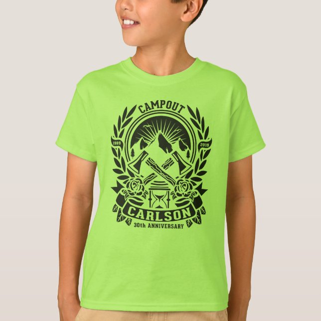 Camiseta Equipo de Carlson Campout 30 Aniversario Verde (Anverso)