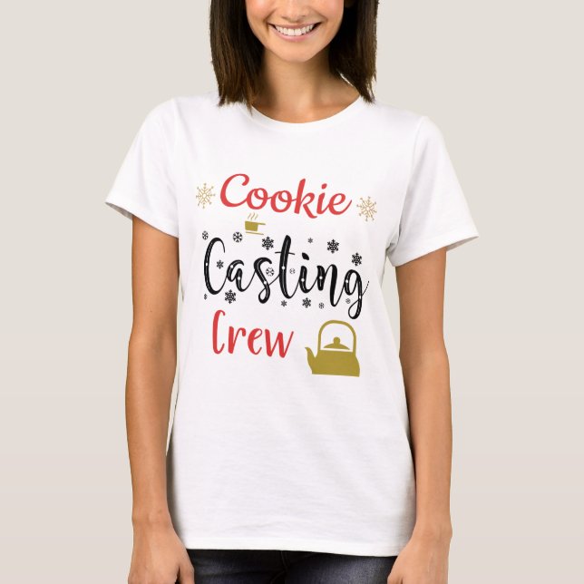 Camiseta Equipo de casting de cocina Feliz Navidad Árboles  (Anverso)