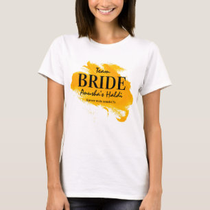 Camiseta Equipo de ceremonia de Haldi que combina novias pe