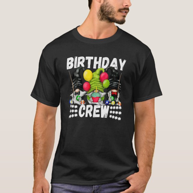 Camiseta Equipo de cumpleaños Billiard Abuelo Gnome Parte d (Anverso)