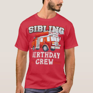 Camiseta Equipo De Cumpleaños De Hermanos Camión De Bombero