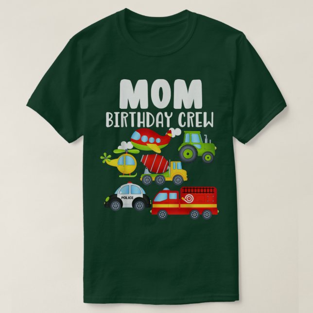 Camiseta Equipo de cumpleaños de mamá Cumpleaños chico Coch (Diseño del anverso)