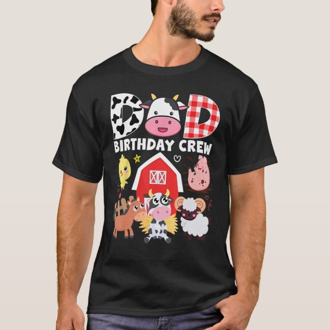 Camiseta Equipo de Cumpleaños del Papá Vaca Tema de Granja  (Anverso)