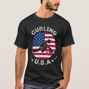 Camiseta Equipo De Curling Retro De Eeuu Soporte Para Ee.Uu