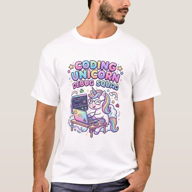 Camiseta Equipo de Depuración de Unicornios de Codificación (Anverso)
