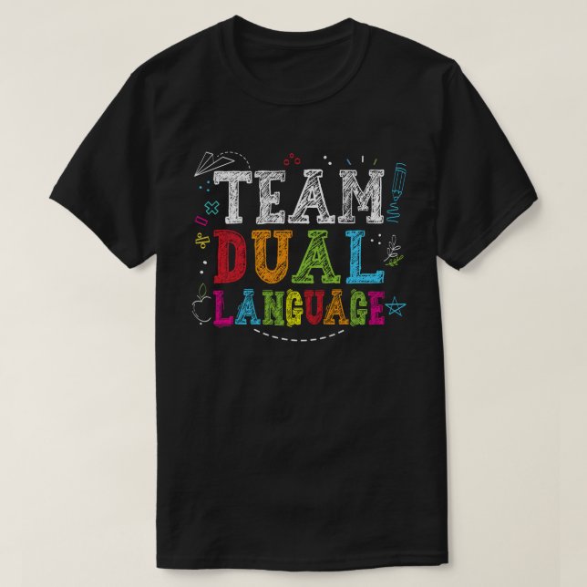 Camiseta Equipo De Doble Lenguaje De Vuelta A La Escuela De (Diseño del anverso)