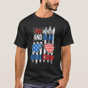 Camiseta Equipo De Enfermería Azul Blanco Rojo 4 De Julio