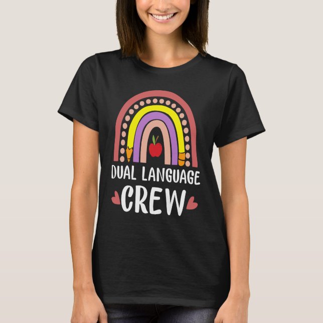 Camiseta Equipo de enseñanza bilingüe Rainbow Boho (Anverso)