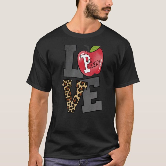 Camiseta Equipo de enseñanza preescolar de Apple Leopard Te (Anverso)