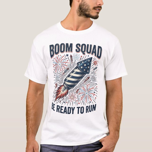 Camiseta Equipo de explosión fuegos artificiales patriótico (Anverso)