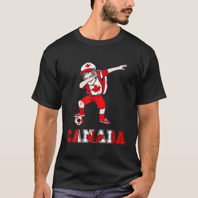 Camiseta Equipo de fútbol canadiense con bandera masculina  (Anverso)