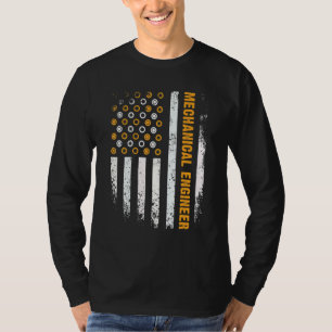 Camiseta Equipo de ingeniería Engranaje USA Bandera Ingenie