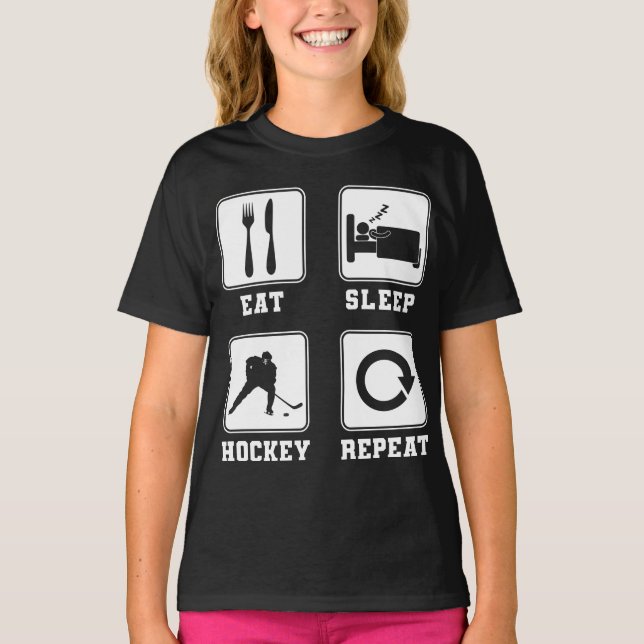 Camiseta Equipo de jugador de hockey sobre hielo Eat SleepH (Anverso)