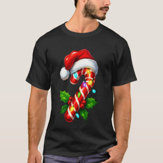 Camiseta Equipo de luces de Navidad de bastón de caramelo F