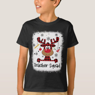 Camiseta Equipo De Maestros Blanqueados De Plaid Rojo De Re