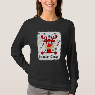 Camiseta Equipo de maestros lindo reno de cuadros rojos nie