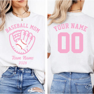 Camiseta Equipo de Mamá de Béisbol Nombre Personalizado Núm