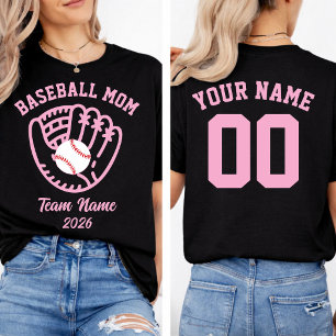 Camiseta Equipo de Mamá de Béisbol Nombre Personalizado Núm