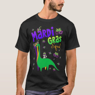 Camiseta Equipo de Mardi Gras Dinosaurio Lindo Gato Fiesta 
