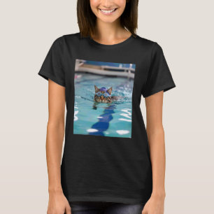 Camiseta equipo de natación competitivo gatito divertido na