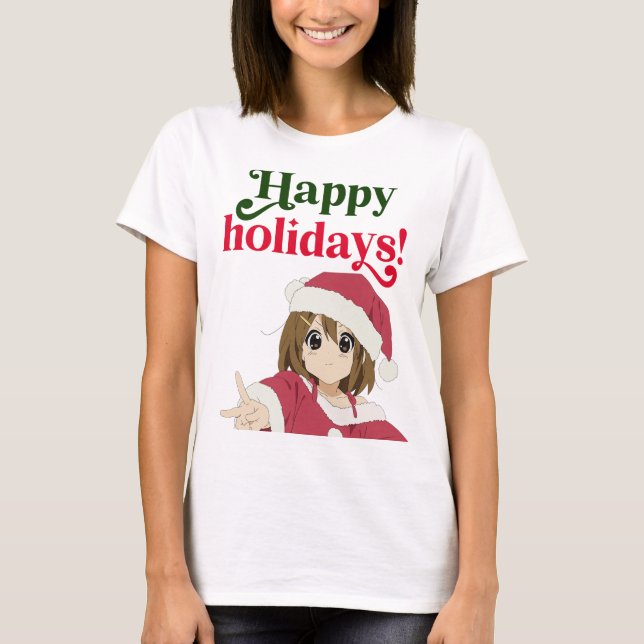 Camiseta Equipo de Navidades Kawaii, Chica Anime (Anverso)