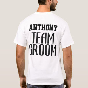Camiseta Equipo de novio cita negro simple groomsman monogr