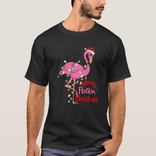 Camiseta Equipo de pájaro Santa Flamingo Merry Flockin Navi