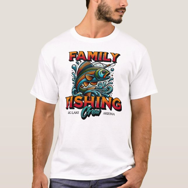 Camiseta Equipo de Pesca Familiar - Destino Personalizado (Anverso)