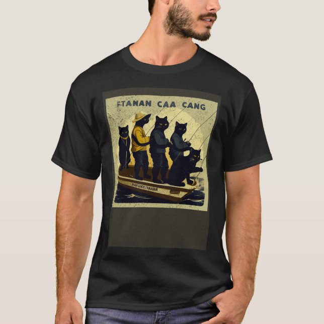 Camiseta Equipo de Pesca Gato Negro (Anverso)