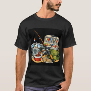 Camiseta equipo de pesca y pescado fresco