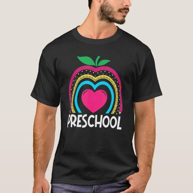 Camiseta Equipo de profesores de Preescolar Boho Rainbow (Anverso)