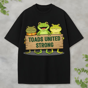 Camiseta Equipo de rana linda sosteniendo cartel de madera