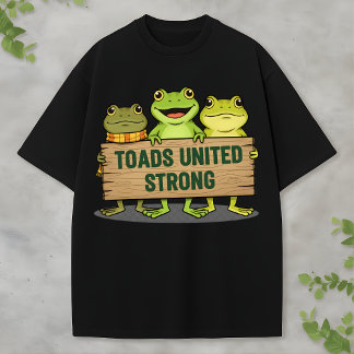 Camiseta Equipo de rana linda sosteniendo cartel de madera