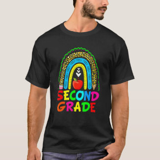 Camiseta Equipo de segundo grado Leopard Rainbow First Day