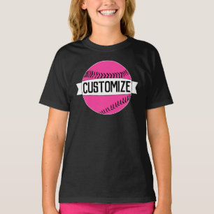 Camiseta Equipo de Softbol Rosa Fastpitch, jugador y número