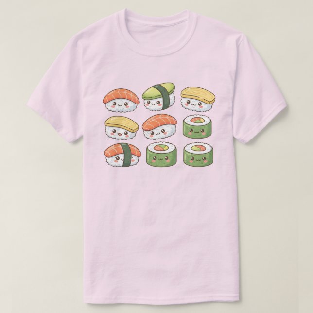 Camiseta Equipo de Sushi Kawaii (Diseño del anverso)