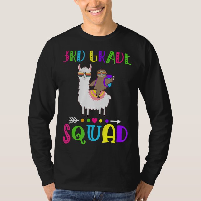 Camiseta Equipo de tercer grado Squad Llama Sloth de vuelta (Anverso)