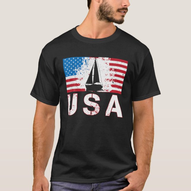 Camiseta Equipo de vela de EE.UU. Bandera estadounidense ve (Anverso)