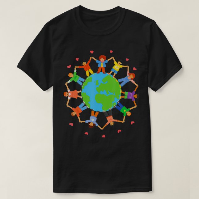 Camiseta Equipo del Día de la Tierra Niños en todo el mundo (Diseño del anverso)