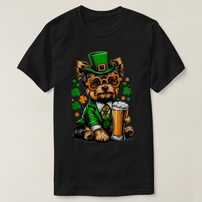 Camiseta Equipo del Día de Yorkie Saint Paddys para el Tanq (Diseño del anverso)