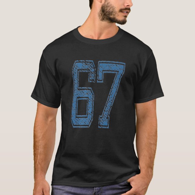 Camiseta Equipo Deportivo Azul Número 67/ No. 67/Año (Anverso)