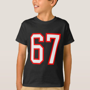 Camiseta Equipo deportivo número #67 Blanco Rojo Varsity Nú