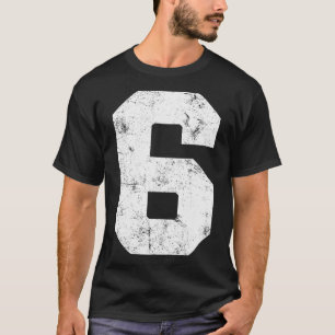 Camiseta Equipo Deportivo Vintage Lucky Número 6 Cumpleaños