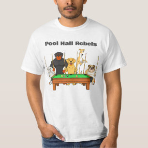 Camiseta Equipo Divertido de Billar Perros Rebeldes de la S