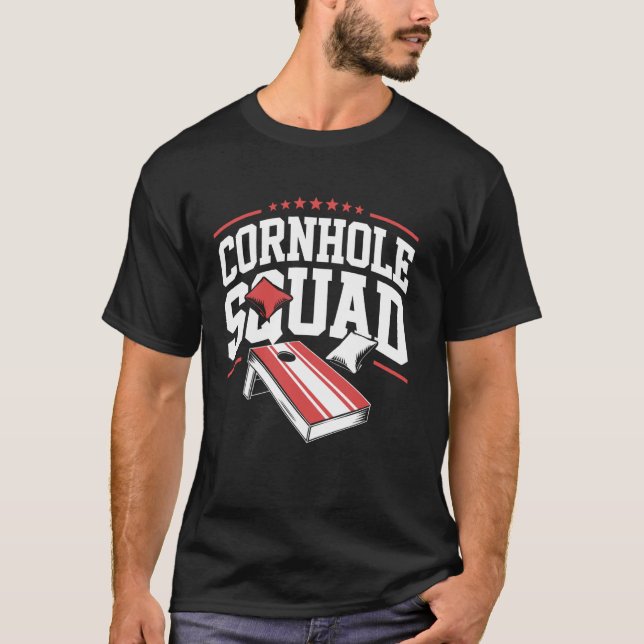 Camiseta Equipo Divertido de Cornhole Squad (Anverso)